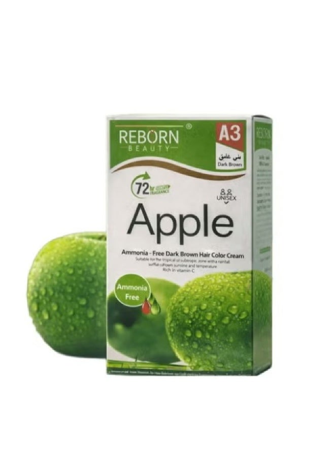 ابل كريم صبغة شعر بني غامق خالٍ من الامونيا من ريبورن 500مل+500مل